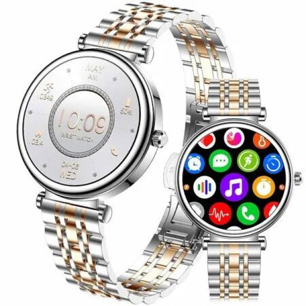 Smart Watch for Women 1.27 Color Screen Waterproof Fitness Activity Tracker with Sleep Monitor Sports Music Remote photography for Android and iOS(Gold)