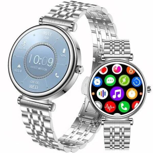 Smart Watch for Women 1.27 Color Screen Waterproof Fitness Activity Tracker with Sleep Monitor Sports Music Remote photography for Android and iOS(Silver)