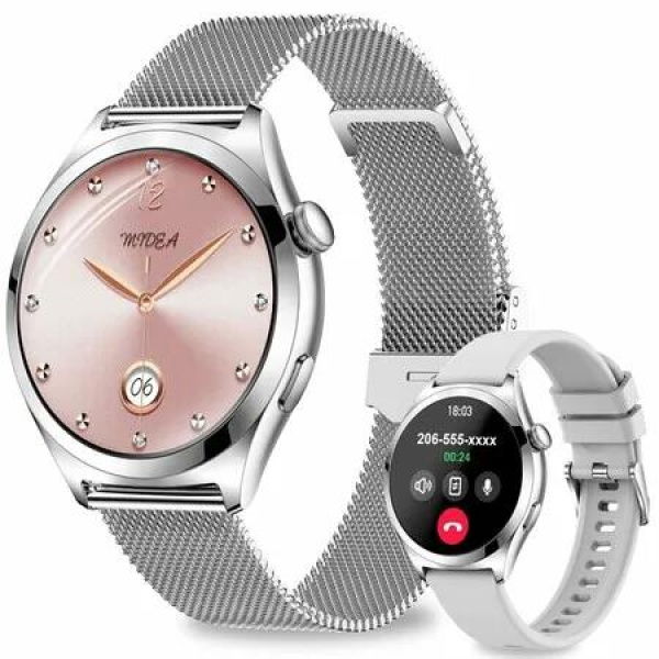 Smart Watch for Women 1.27 HD Fitness Tracker (Answer/Make Calls),IP68 Waterproof Smartwatch with Monitor 120+ Sports Modes for Android iOS(Silver)