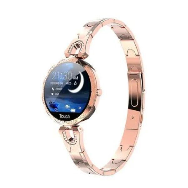 Smart Watch for Women, Smart Wristband with Metal Band, Elegant Fitness Tracker Sleep Monitor Full Touchscreen for iOS Android Phones Golden