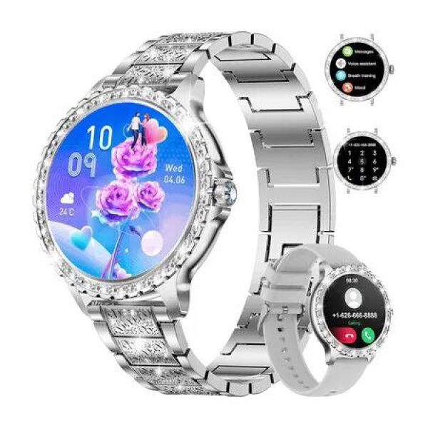 Smart Watch for Women,Answer and Make Calls for Android iPhone Phones, Silver