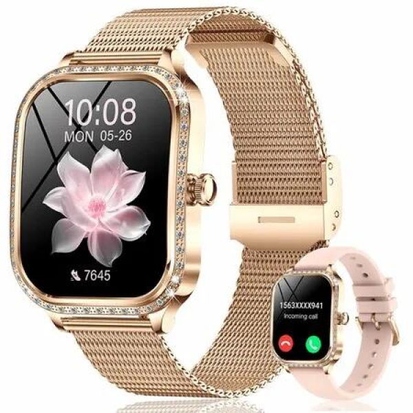Smart Watch Women Bluetooth Call 100+ Modes Sports Fitness Tracker Slim Fashion Smart Bracelet Pedometer Monitor,1.75 Smartwatch for Android iOS