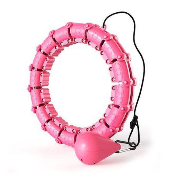 Smart Weighted Hula Hoop Pink Plastic For Abdominal Massage 24 Detachable And Adjustable Knots