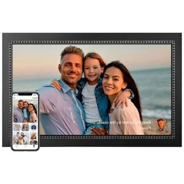 Smart WiFi 15.6 Inch Digital Photo Frame with 1080P IPS touch screen for vibrant & clear images, Ample 32GB Memory, easy & instant photo sharing from anywhere