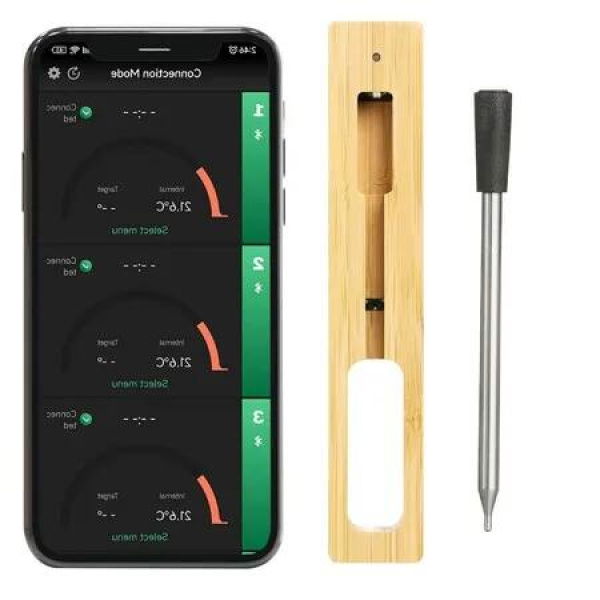 Smart Wireless Bluetooth Meat Thermometer with 165ft Range for Precise Cooking in Kitchens, Grills, Ovens, and More (1 Probe)