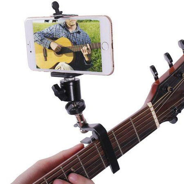 Smartphone Guitar Capo Android And IPhone Compatible Dock Headstock Neck Clamp For Electric Or Acoustic Guitars