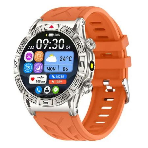 Smartwatch 1.43 HD Screen with Built in Flashlight Bluetooth Call Reminder, Multifunctional Waterproofs Smartwatch Christmas Gifts (Orange)