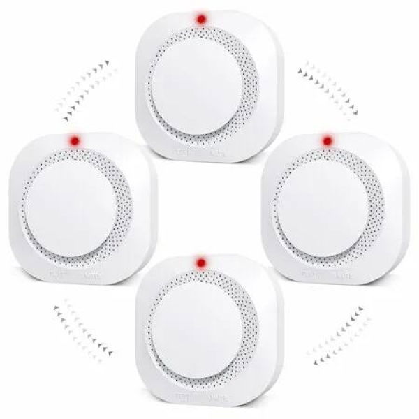 Smoke Detector,Battery Operated Smoke Alarm with Photoelectric Technology,Fire Alarms Smoke Detectors with LED Indicator and Test Button (4 Pack)