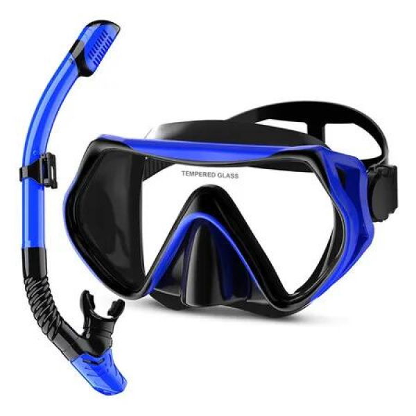 Snorkeling Gear, Anti-Fog Scuba Diving Mask, Professional Snorkeling Gear for Free Breathing, Swimming, Diving (Blue)