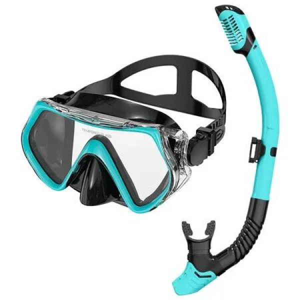 Snorkeling Gear, Anti-Fog Scuba Diving Mask, Professional Snorkeling Gear for Free Breathing, Swimming, Diving (Green)