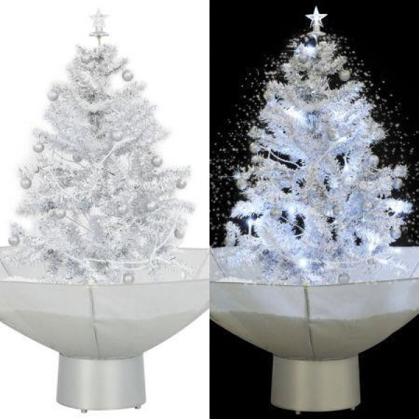 Snowing Christmas Tree With Umbrella Base White 75 Cm