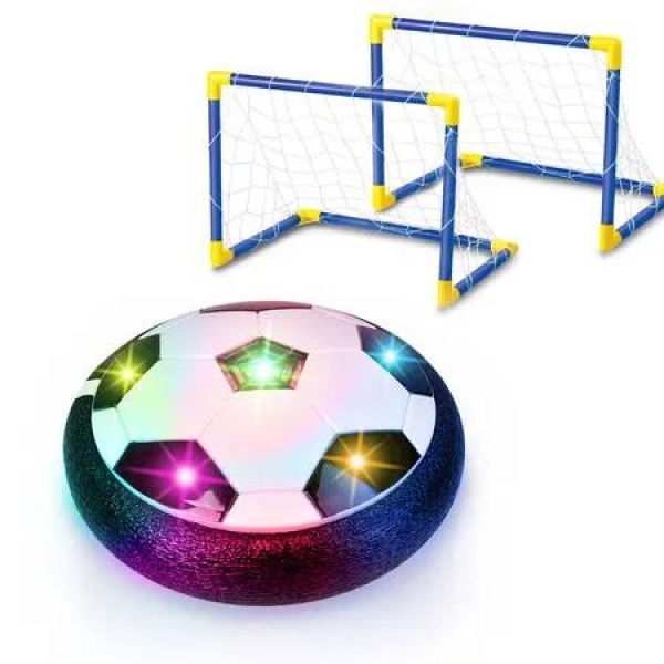 Soccer Ball Hover Set 2 Goals Rechargeable Indoor Air Floating LED Light Foam Bumper Birthday Xmas Gift Kids Fun Toy