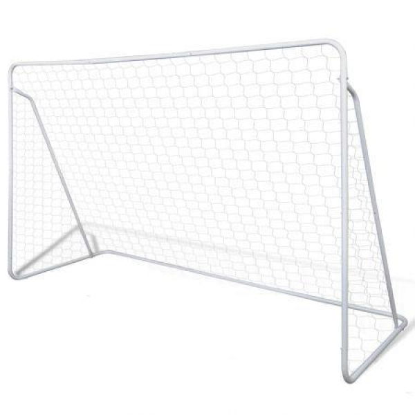 Soccer Goal Post Net Set Steel 240 X 90 X 150 Cm