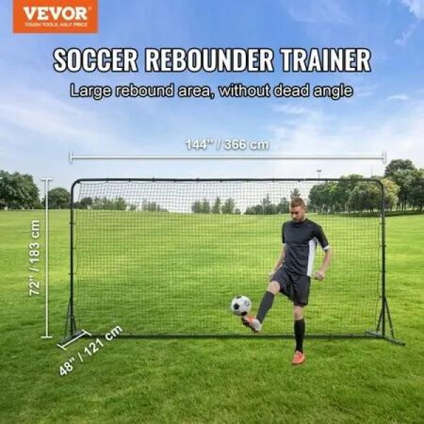 Soccer Rebounder Net 12x6FT Iron Soccer Training Equipment Sports Football Training Gift with Portable Bag Volleyball Rebounder Wall Perfect