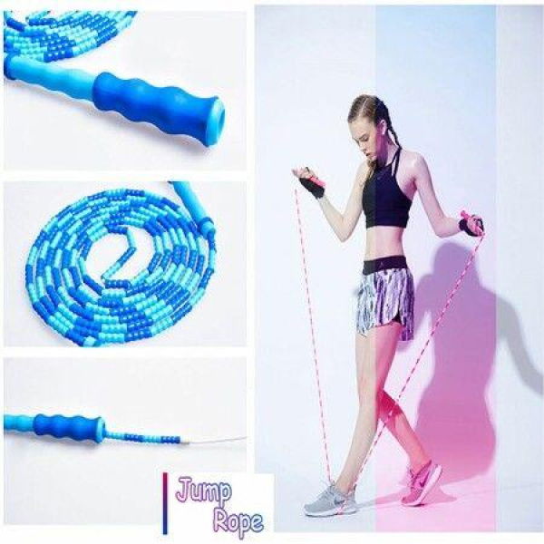 Soft Beaded Jump Rope Adjustable Tangle Keeping Fit Training Workout And Weight Loss Blue