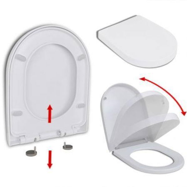 Soft-close Toilet Seat With Quick-release Design White Square