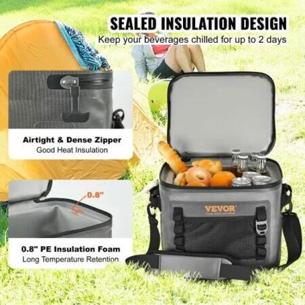 Soft Cooler Bag 24 Cans Soft Sided Cooler Bag Leakproof with Zipper Waterproof Soft Cooler Insulated Bag Lightweight & Portable Collapsible Cooler