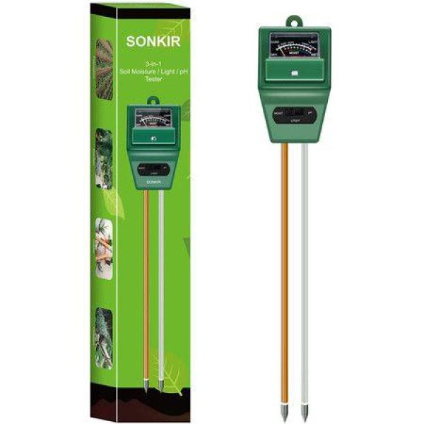 Soil PH Meter MS02 3-in-1 Soil Moisture/Light/pH Tester Gardening Tool Kits For Plant Care (Green)
