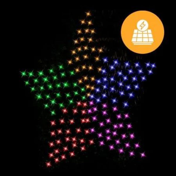 Solar 150 LED Star Net -Rainbow Color 150cm