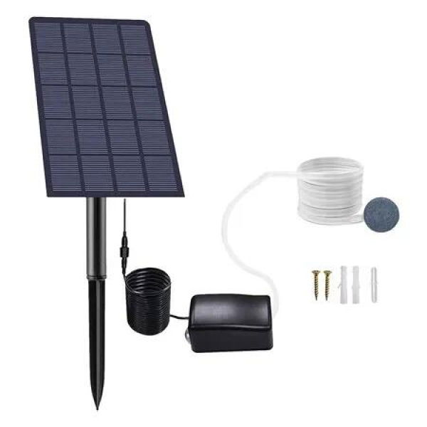 Solar Air Pump Hydroponics Air Pump, Solar Powered Pond Bubbler for Outdoor Fish Pond Stock Tank Aquarium