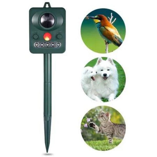 Solar Animal Repeller with Motion Sensor,Outdoor Solar Ultrasonic Animal Repeller Lights Flash Bird Repeller