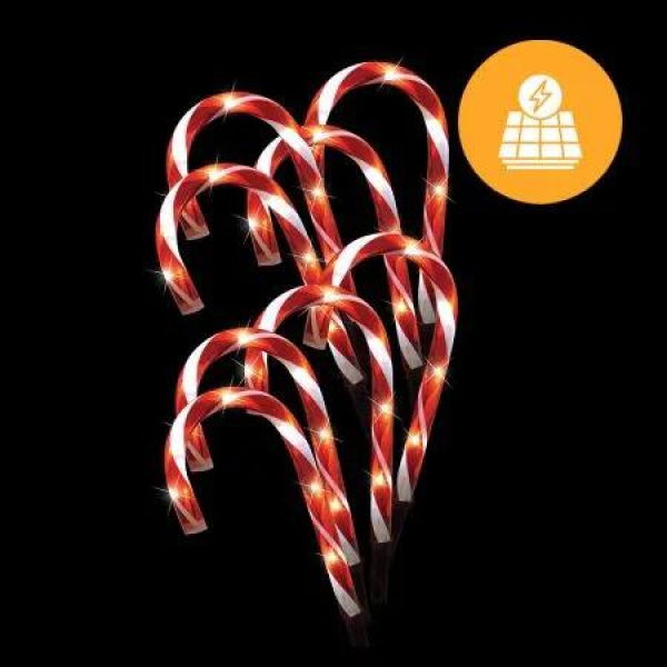 Solar Candy Cane Path Lights -8 Pack, 32cm