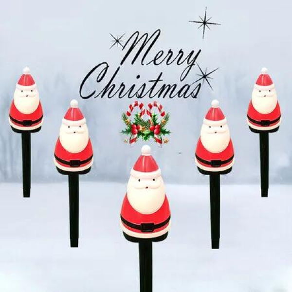 Solar Christmas Garden Stake Lights, Outdoor Waterproof Solar Santa Claus Garden Stake Christmas Pathway Lights