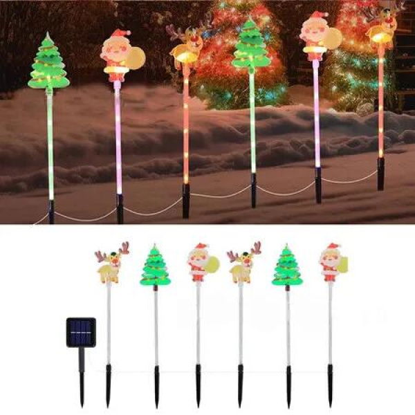 Solar Christmas Pathway Lights Outdoor,Waterproof Led Christmas Reindeer Lights,Christmas Decorations Outdoor For Yard Patio Walkway Garden Decor
