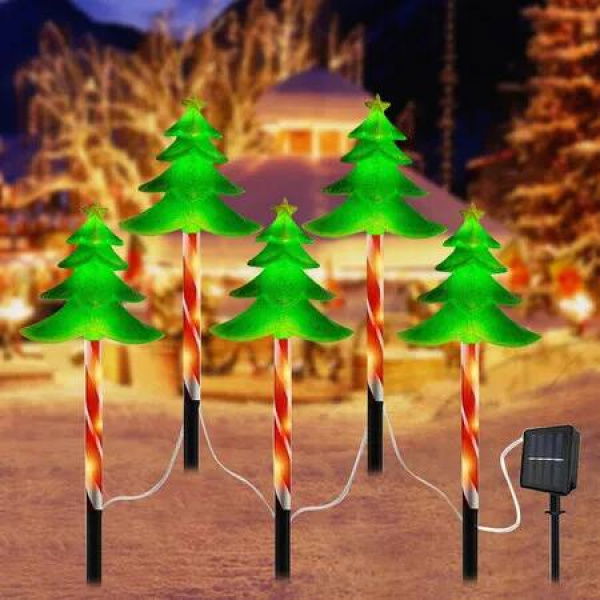 Solar Christmas Pathway Lights Outdoor,Waterproof Led Christmas Tree Lights,Christmas Decorations Outdoor For Yard Patio Walkway Garden Decor
