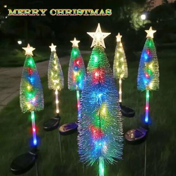 Solar Christmas Tree LED Lights Outdoor Waterproof Solar Lawn Lamp for Garden Courtyard Landscape Christmas Party Decor
