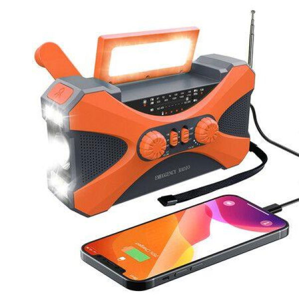 Solar Crank Emergency Radio NOAA Weather Radio Multiple Power Sources Flashlight Reading Lamp Cell Phone Charger SOS Alarm