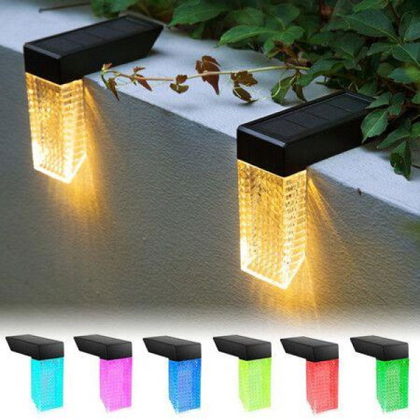 Solar Deck Lights For Outdoor Solar Step LED Lights IP65 Waterproof Solar Fence Lights 2 Pack