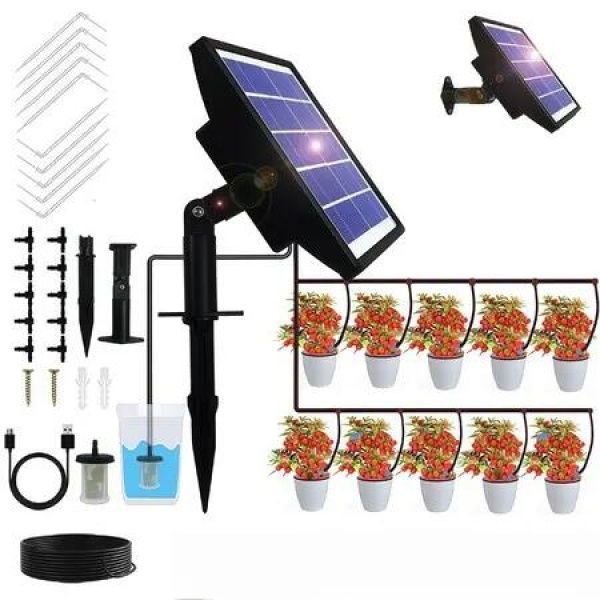 Solar Drip Irrigation System with Timer,Smart Automatic Plants Watering System For 15 Potted Plants Outdoor Garden,Patio,Balcony,Greenhouse