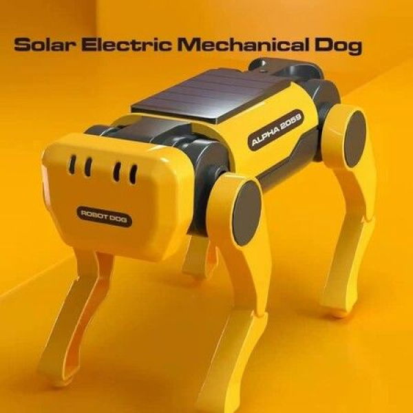 Solar Electric Mechanical Dog Amazing Educational Solar Power Dog Kit For Kids DIY Science Experiments Set Solar Yellow Dog