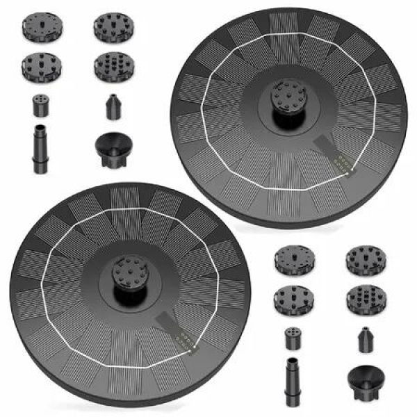 Solar Fountain Pump 2.5W,16cm Solar Powered Water Fountain,Solar Pump with 6 Nozzles for Garden,Ponds,Pool,Fish Tank,Outdoor and Aquarium,2 Pack