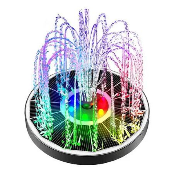 Solar Fountain Pump Bird Bath Floating Glass Panel 3.5W 2200mAh Battery Garden Pond Pool Outdoor Fixed Rods Colourful Water Feature