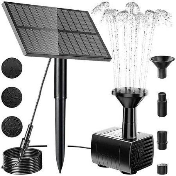 Solar Fountain Pump Kit with 7 Nozzles for Bird Bath Pond Fish Tank Garden Pool Solar Powered Water Pump Outdoor