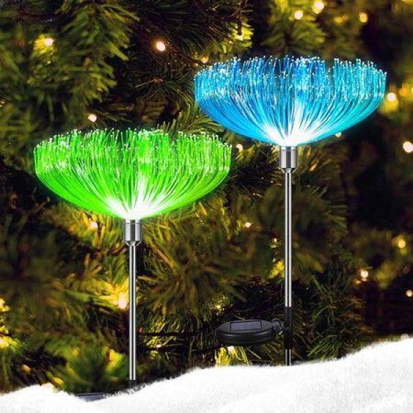 Solar Garden Lights | 7 Color Changing Solar Lights Outdoor Decorative | For Yard Patio Pathway Decorations (2 Pcs)