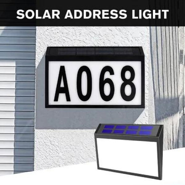 Solar House Number Light Address Sign LED Illumination Sensor Outdoor Lamp Waterproof Wall Fence Outside Door Name Plaque