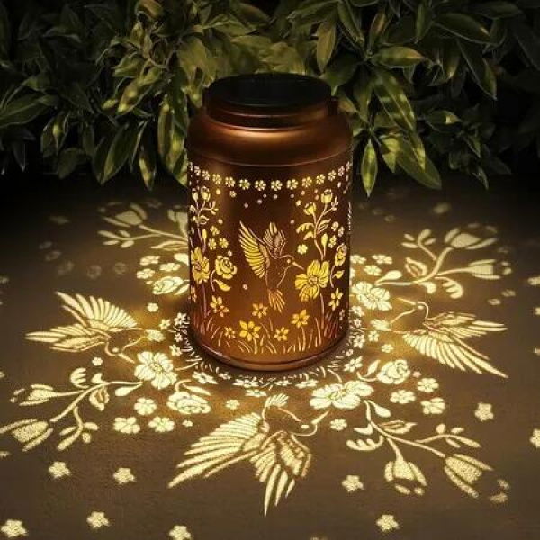 Solar Lanterns Outdoor Waterproof Hummingbird Garden Decor Christmas Gifts for Women Mom Grandma Hanging Solar Lights Metal Solar Decoration