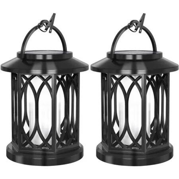 Solar Lanterns Outdoor Waterproof,Bright Hanging Solar Lights for Outside,Solar Powered Lanterns Lighting LED for Garden Patio Yard Decorative 2 Pack (Warm Light)