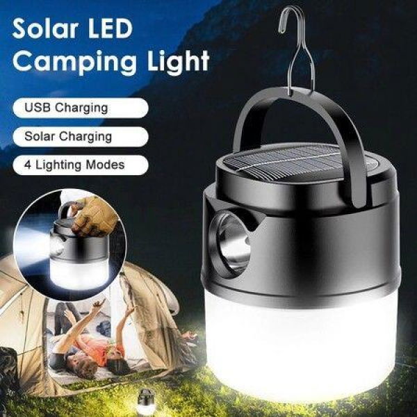 Solar LED Camping Light Tent Lantern With Hook Portable Tent Lamp 4 Modes Outdoor Flashlight For Camping Hiking Fishing Home Emergency