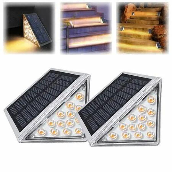 Solar LED Curb Step Lights Outdoor Waterproof Deck Patio Stair Yard Porch Lights Warm 2 Pack