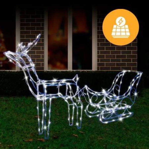 Solar LED Sleigh with Reindeer - 80 cm