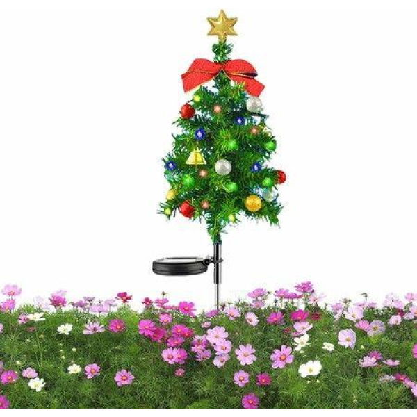 Solar Lights Outdoor Garden, 4 in 1 Christmas Tree Decoration for Patio Lawn Pathway Christmas