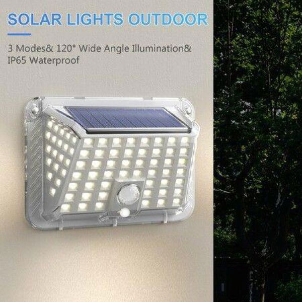 Solar Lights Outdoor Wireless LED Solar Motion Sensor Lights 3 Modes 120Degree Wide Angle Illumination IP65 Waterproof