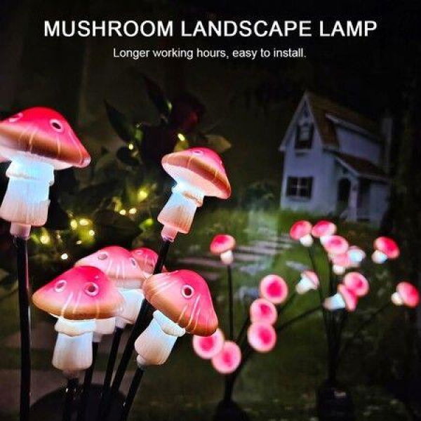 Solar Mushroom Garden Light IP65 Multi Head Landscape Mushroom Lamp Patio Garland Street Decor