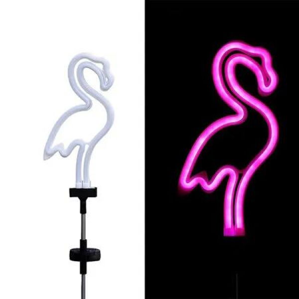 Solar Neon Flamingo Garden Stake Lights Outdoor Pathway Lawn Patio Yard Walkway Party Lighting