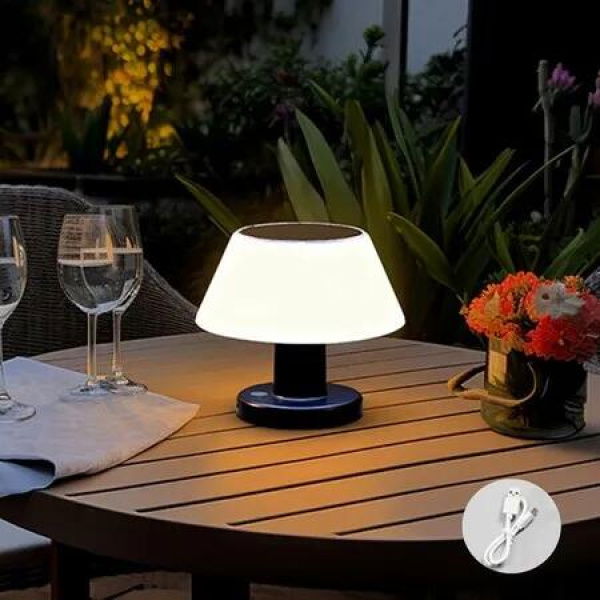 Solar Outdoor Table Lamp,Portable Outdoor LED Cordless Lamps with 4 Lights Models Outdoor Lantern Warm Lights with Rechargeable Battery for Outside Patio Garden Bedroom Living Room