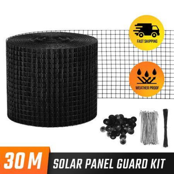 Solar Panel Bird Wire Mesh Roll Kit Screening Fence Critter Guard Proofing Barrier Black For Pigeons Rodents Squirrels 30M